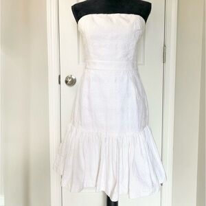 Vineyard Vines Caning Jacquard Strapless White Dress Size 10